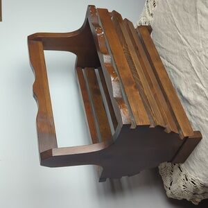 Vintage Solid Wood Magazine & Storage Rack Cottagecore Home Organization